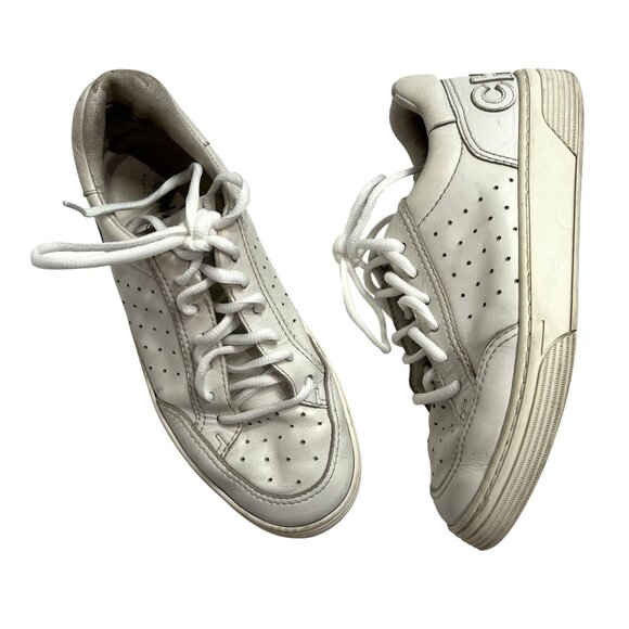 Chanel 2020 Calfskin Perforated Leather Logo in White - Picture 1 of 8